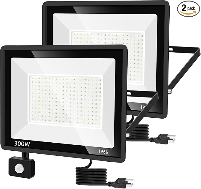 YANYCN 2 Pack 300W LED Motion Sensor Flood Light, LED Work Light by YANYCN