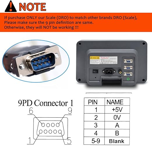 TOAUTO Digital Readout 2 Axis 3 Axis DRO Display Linear Scale 600mm 24" - Image 6