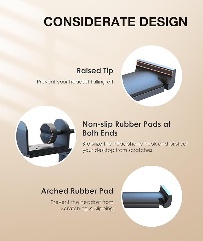APPHOME Headphone Stand Hook for Desk, Foldable Under Table Headset Holder - Image 5