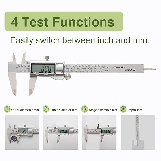 SCITOOLS All-Metal Digital Caliper 0-6" Measuring Tool, Micrometer Caliper - Image 3