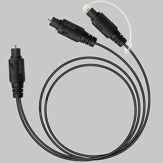 Bangun 1x2 Digital Audio Splitter Cable, Toslink Digital Fiber Optic Audio by Bangun