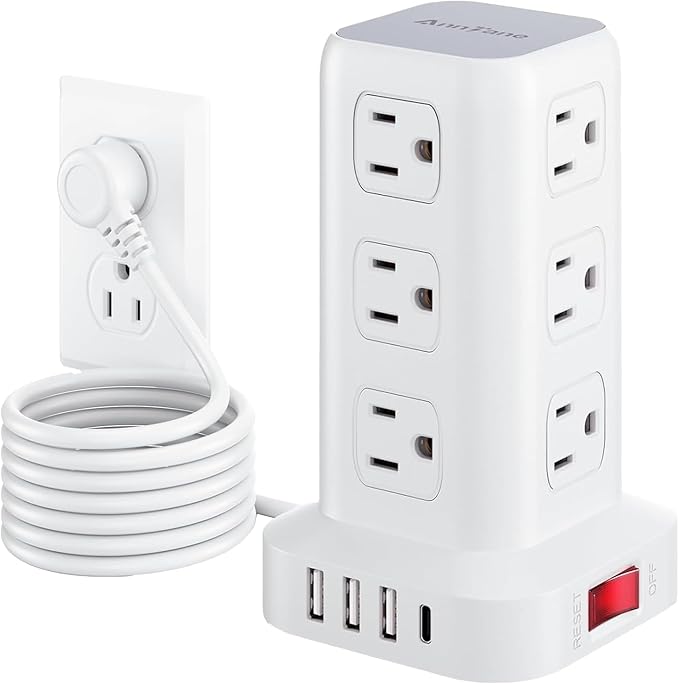 AnnTane Surge Protector Power Strip 6.5 FT Cord, Power Strip Tower by anntane
