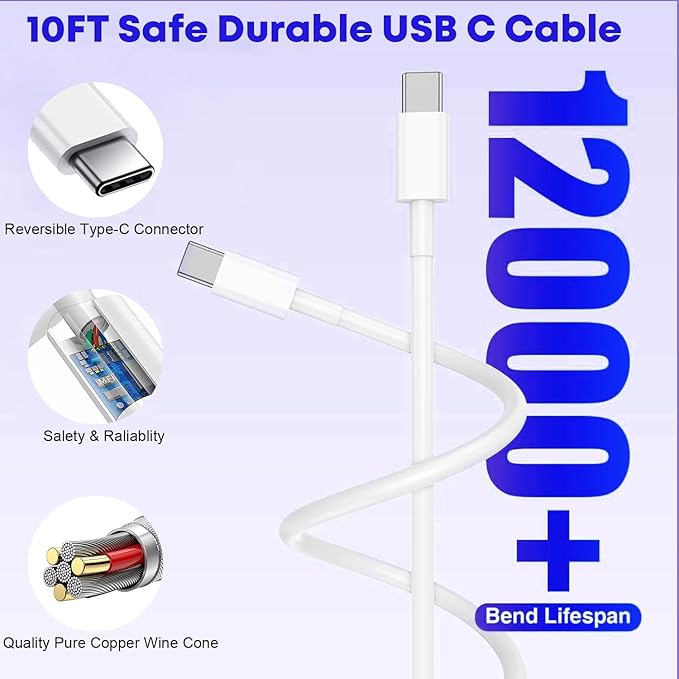 Fast Charger for iPhone 17/16/15 Charger, 10FT Extra Long Fast Charging 3Pack - Image 5
