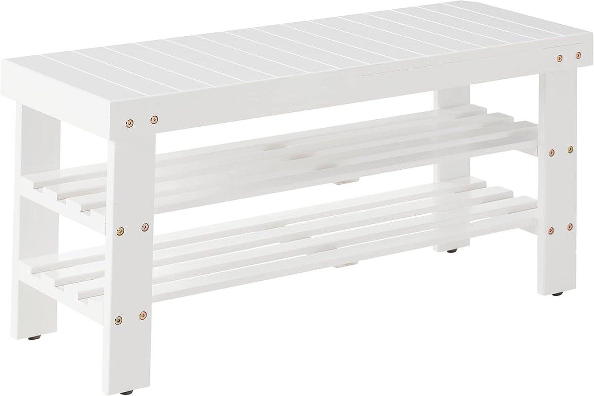 roundhill furniture pina quality solid wood shoe bench, main product view
