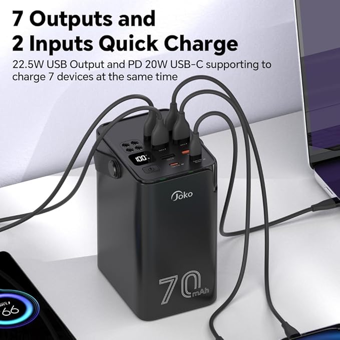 JOKO 70000mAh Power Bank High Capacity 20W PD 3.0 Fast Charging 22.5W Max Large - Image 2