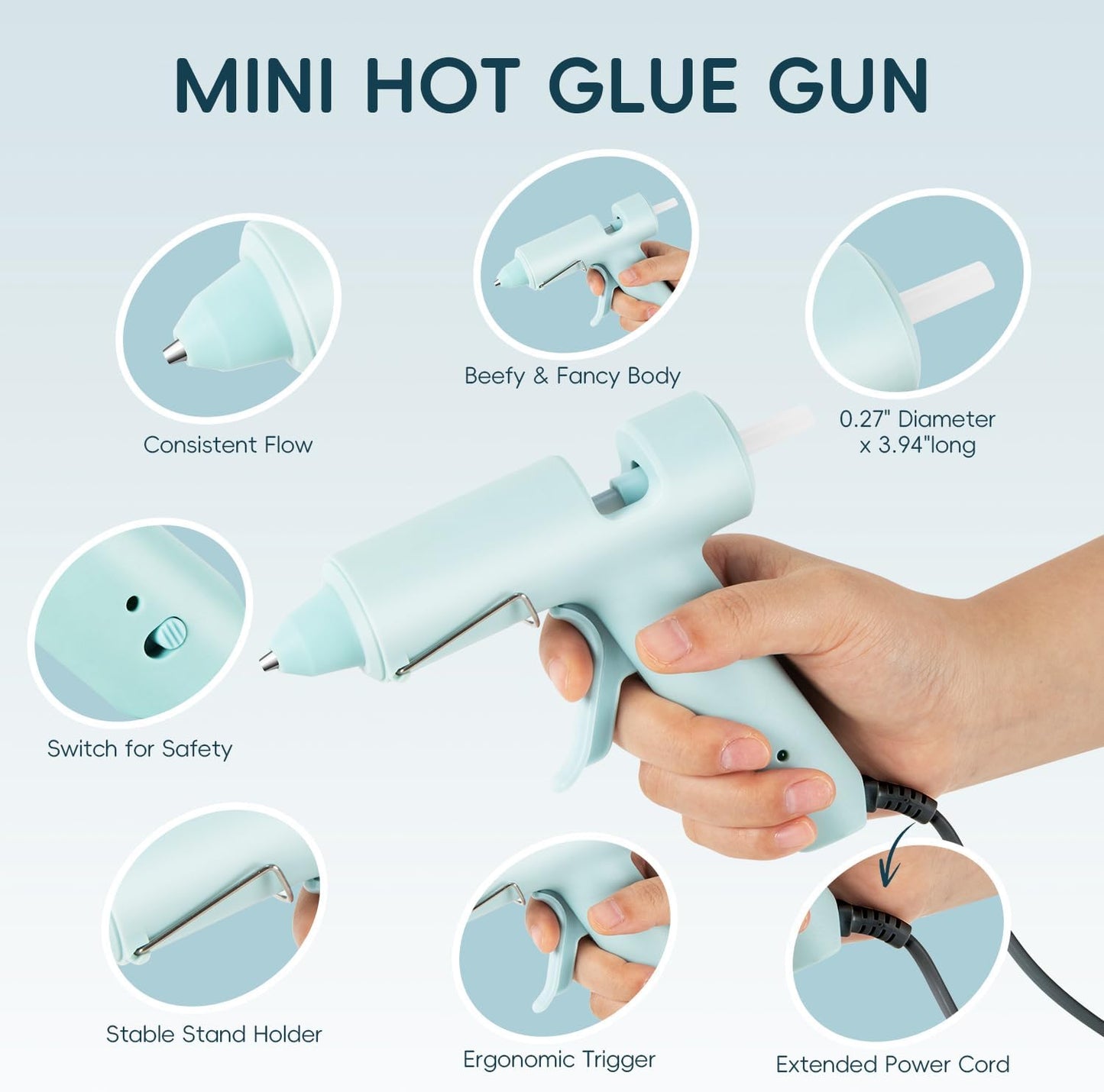 Hot Glue Gun, Mini Hot Glue Gun Kit with 30 Glue Sticks | Consistent Flow, Fast Heating& Ergonomic Design for School Arts& Crafts, DIY Projects and Home Repairs& Decoration