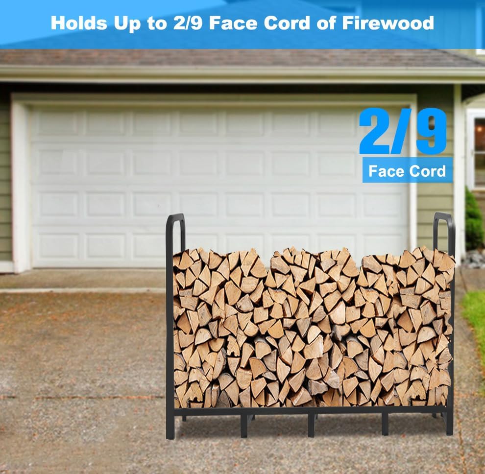 5.3ft firewood rack holder, adjustable heavy duty fire, close-up detail