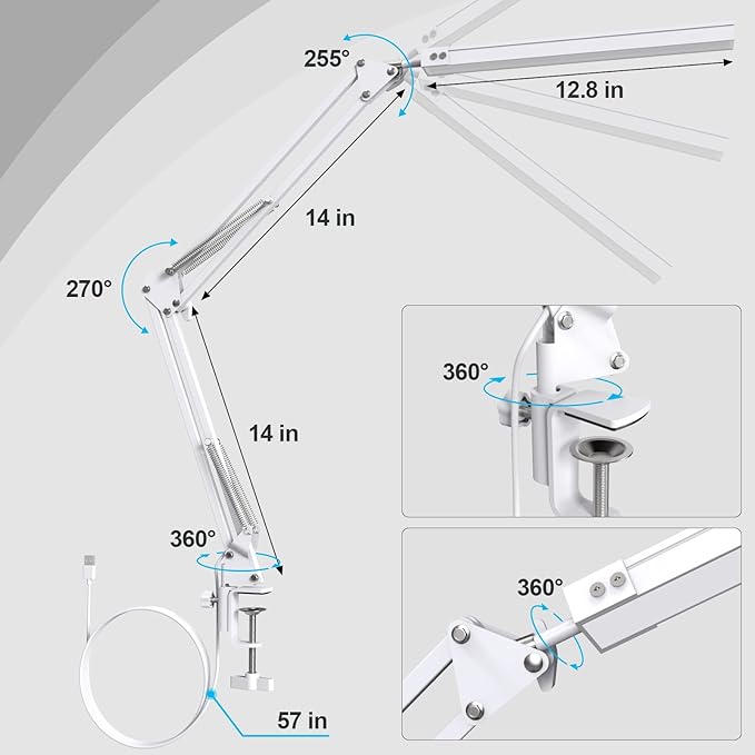 TROPICALTREE LED Desk Lamp for Home Office, Clamp-On - Image 4