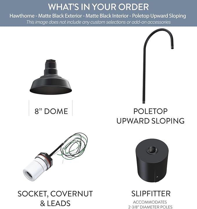 Steel Lighting Co. Hawthorne Light | Outdoor Pole Top Mounted | 8" Dome | - Image 4