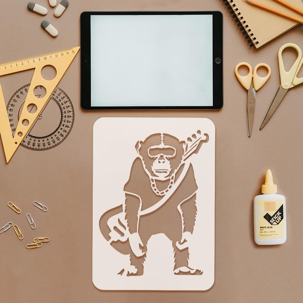 FINGERINSPIRE 9 pcs Banksy Painting Stencil 8.3x11.7inch Reusable Banksy Girl Boy Chimpanzee Pattern Drawing Template Life is Beautiful Decoration Stencil for Painting on Wood Wall Fabric Furniture