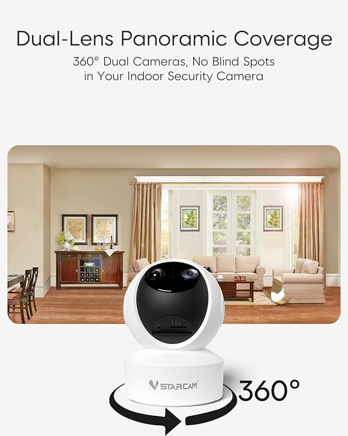 VSTARCAM Security Camera Indoor, Dual Cameras, 2K QHD Security Camera - Image 3