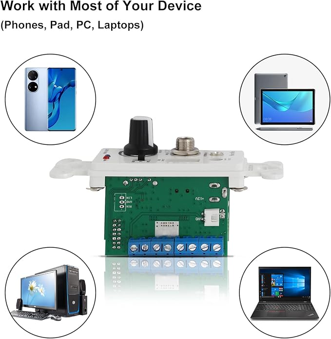 Herdio Bluetooth Wall Amplifier 4 Channels Volume Control Wall Plate - Image 7