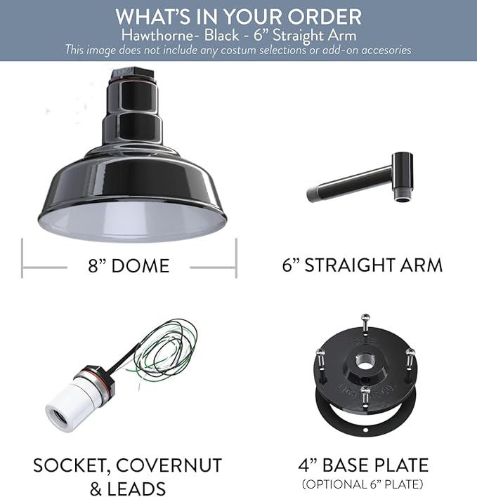 Steel Lighting Co. Hawthorne Barn Light | Outdoor Wall Mounted | 8 inch Dome | - Image 6