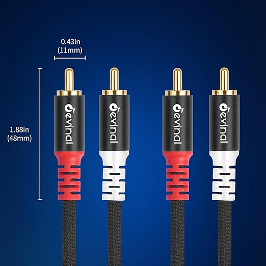 Devinal 10FT RCA Cables, 2RCA to 2RCA Audio Cable, Male Stereo RCA Cord - Image 8