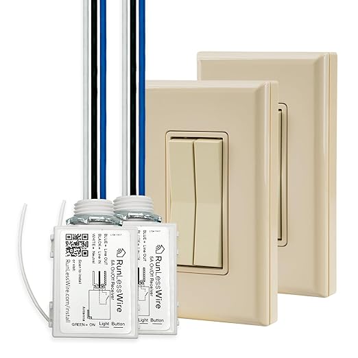 RunLessWire 3-Way Fan & Light Battery-Free DIY Kinetic Wireless Light Switch Kit by RunLessWire