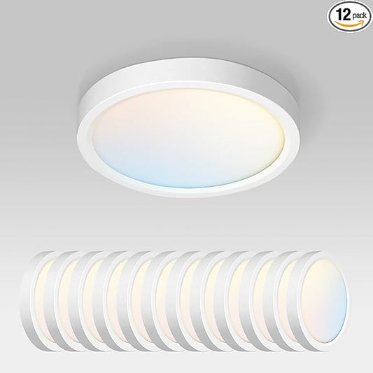 ASD LED 7" Round Flush Mount Ceiling Light Fixture, Low Profile Surface by ASDLightingCorporation