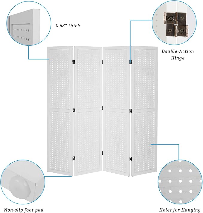 Bonnlo 4 Panel Pegboard Freestanding, 5 FT Portable Display Board Organizer - Image 4