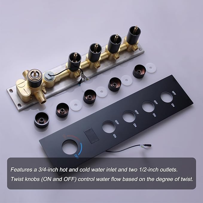 KATAIS Matte Black Shower System Digital Tempreature Display Thermostatic - Image 7