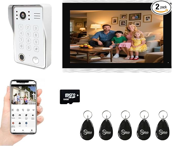 Wired Video Door Phone Kit Apartment Intercom System, 10 Inch Touch Screen by ANJIELOSMART