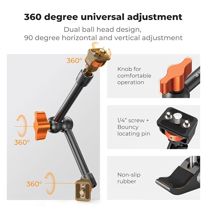 K&F CONCEPT 11" Magic Arm Clamp Kit - Image 3