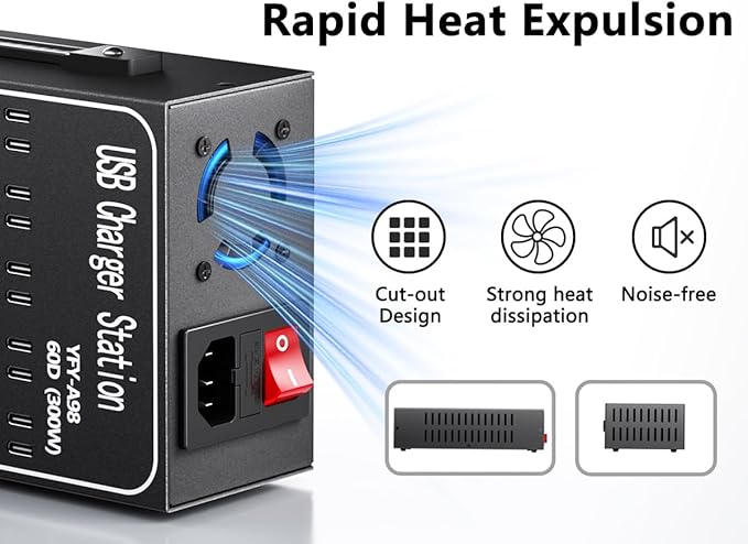 300W USB Charging Station, 60 Port USB C Charger Block, USB Charger hub - Image 6