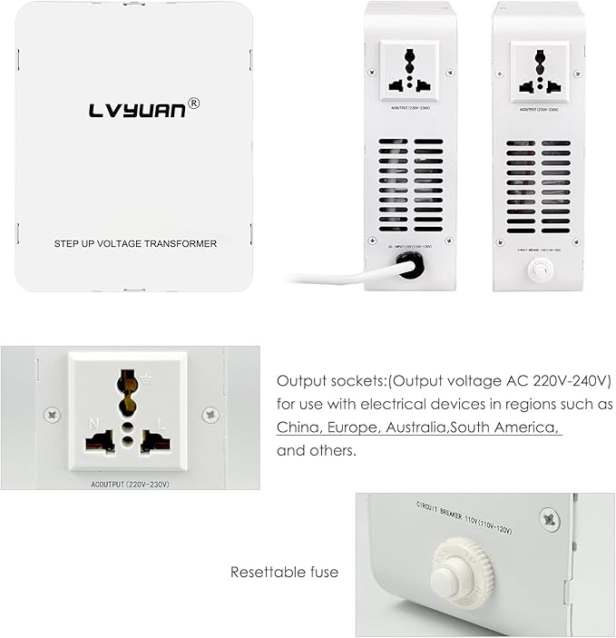 LVYUAN 1000W 110/120V to 220/240V Voltage Converter Step Up Transformer - Image 3