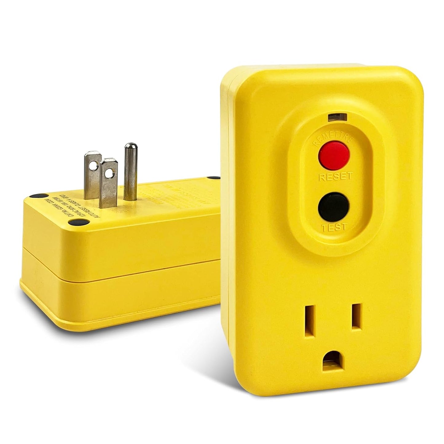 EP GFCI Adapter, 15 AMP Grounded 3-Prong Single Outlet for Indoor Use with Manual Reset, UL Listed, Yellow, 1 Pack