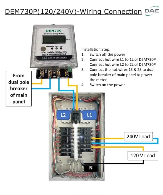 DAE DEM730P Electric kWh Submeter, Internal CT - Image 4