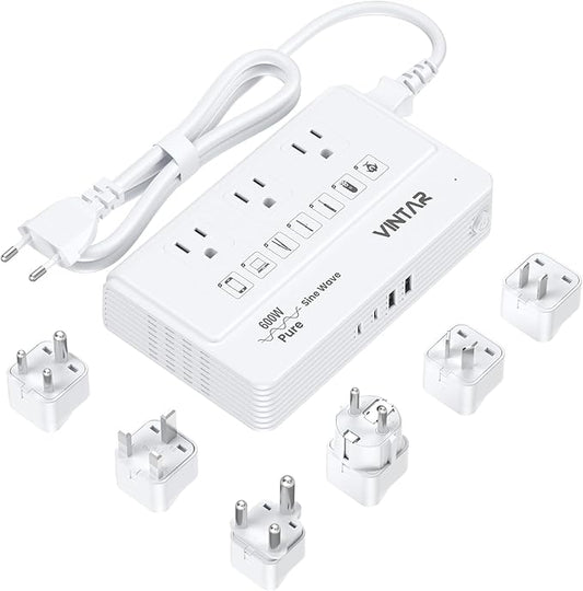 220V to 110V Travel Voltage Converter, VINTAR 600W Pure Sine Wave Voltage by VINTAR