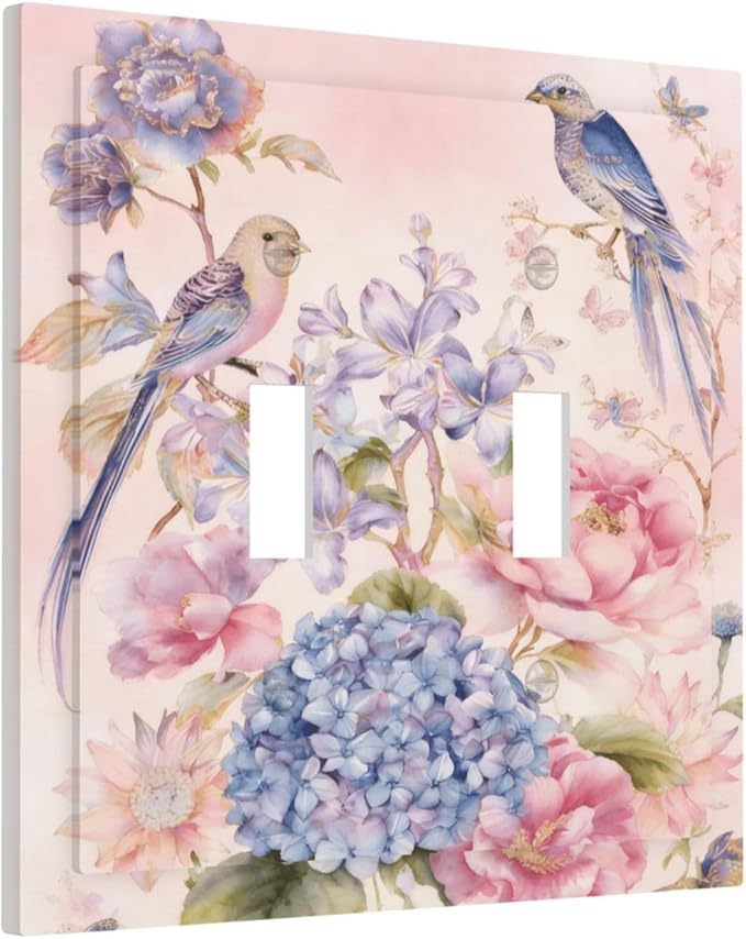 Bvtewkhz Floral Birds Morris 2 Gang Double Toggle Decorative Outlet Covers - Image 2