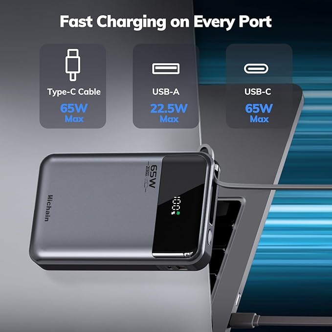 Hichain Laptop Power Bank 65W 20000mAh Portable Charger - Image 3