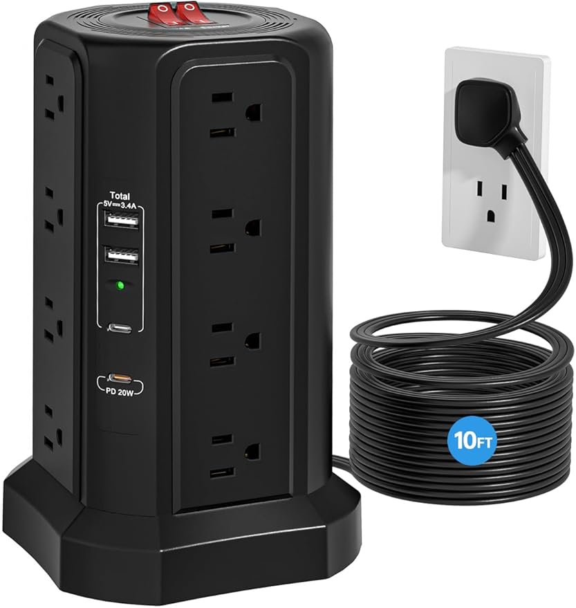 Surge Protector Power Strip by Fararaka