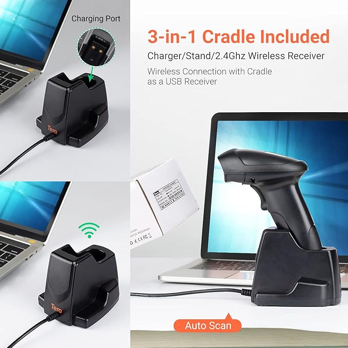 Tera Wireless 1D 2D QR Barcode Scanner - Image 2