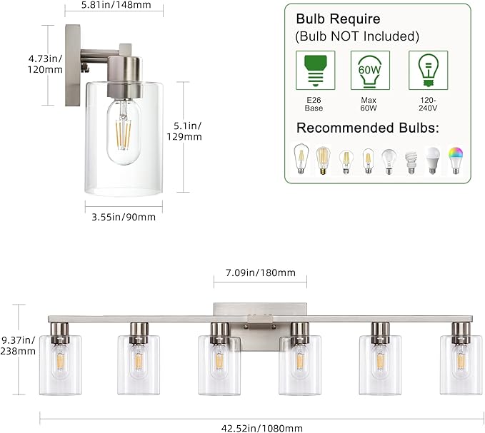 SOPEAS 6-Light Bathroom Light Fixtures, Vanity - Image 5