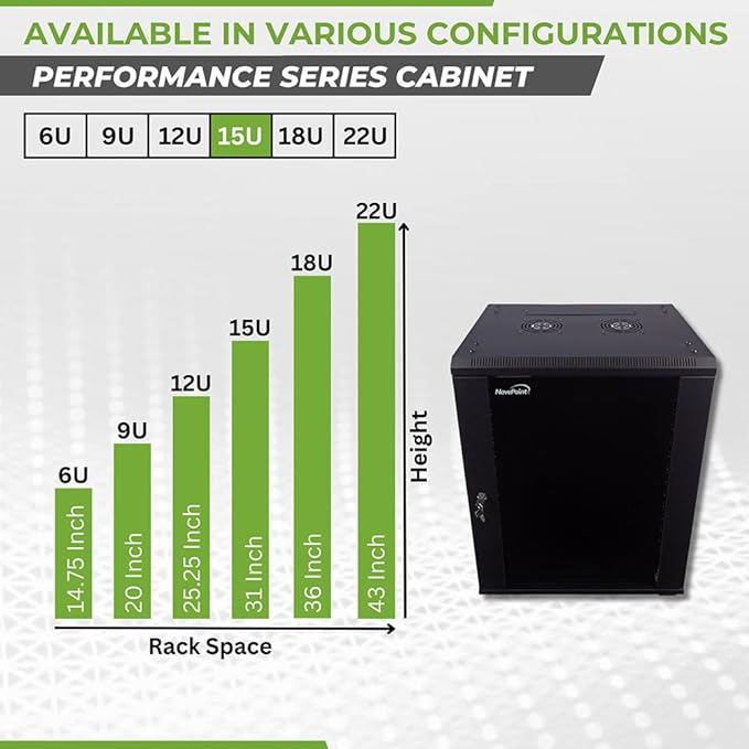 NavePoint 15U Server Cabinet Wall Mount Rack Enclosure - Image 3