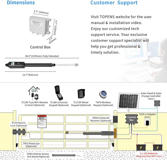 TOPENS A5S Automatic Solar Gate Opener - Image 6