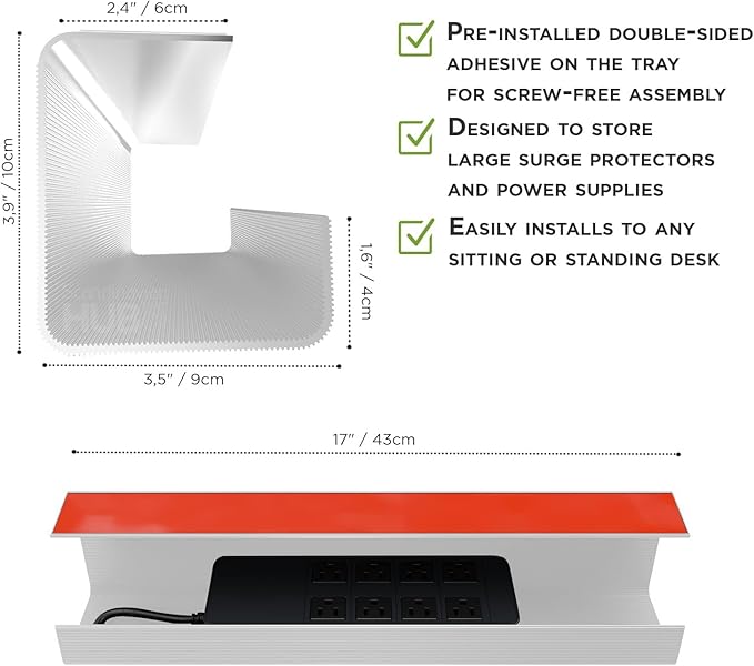 No-Screw Under Desk Cable Management Tray - Image 6