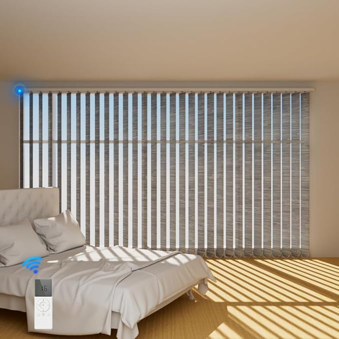 Blindify Motorized Vertical Blinds, Light Filtering Sliding Door Shades by BlindifyOffical