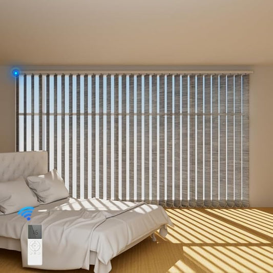 Blindify Motorized Vertical Blinds, Light Filtering Sliding Door Shades by BlindifyOffical