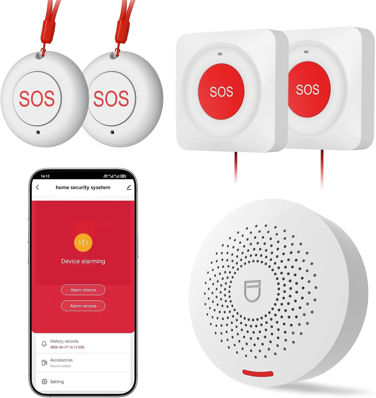 Hapippofa Caregiver Call Button Elderly Alert Call Button Life Alert Systems