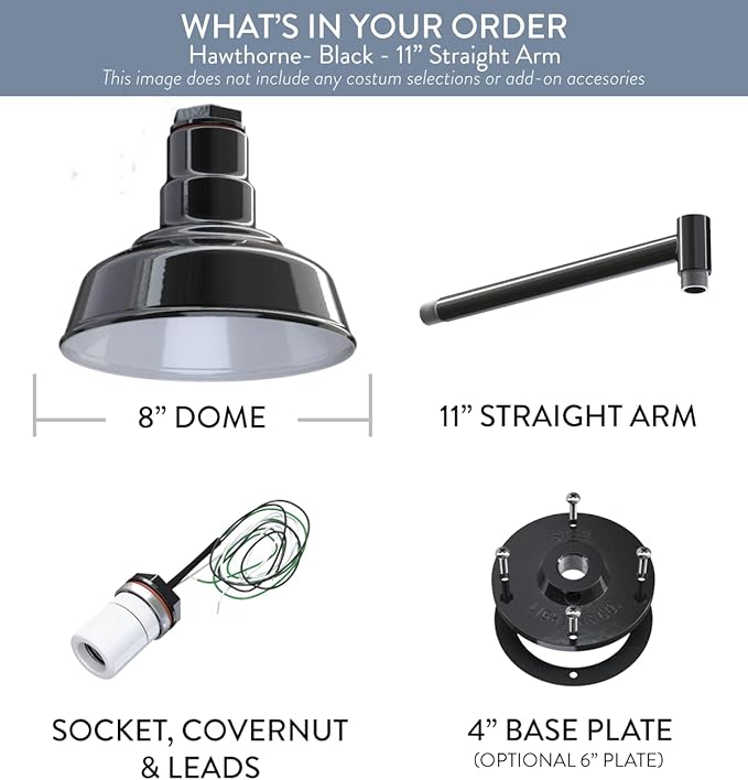 Steel Lighting Co. Hawthorne Barn Light | Outdoor Wall Mounted | 8 inch Dome | - Image 6