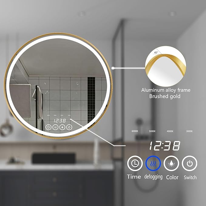 28 Inch Wall-Mounted Round Bathroom Mirror - Image 5
