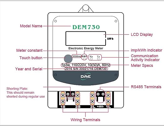 DAE DEM730P Electric kWh Submeter, Internal CT - Image 7