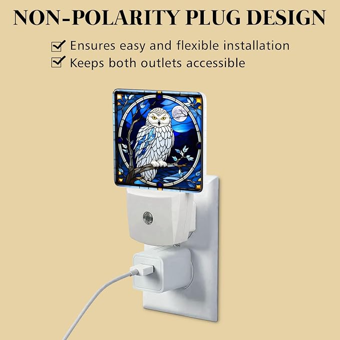 PODMemory Owl Stained Glass Night Lights Plug into Wall - Image 4