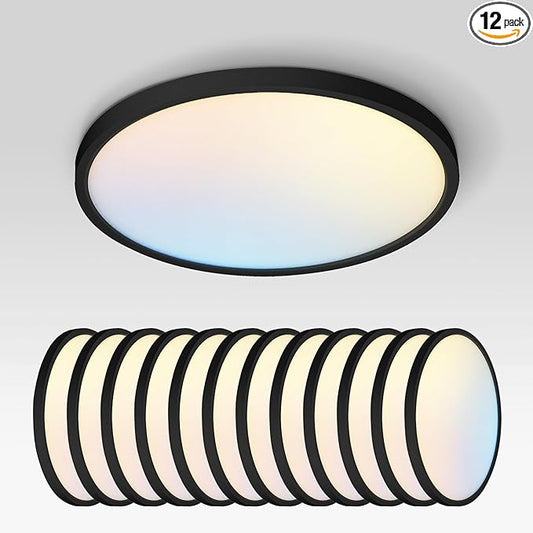 ASD LED 12" Round Flush Mount Ceiling Light Fixture, Low Profile Surface by ASDLightingCorporation
