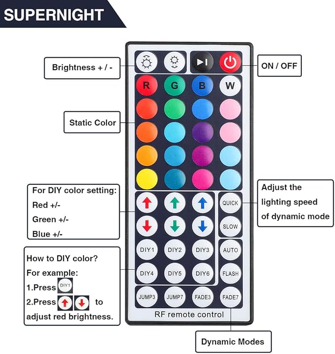SUPERNIGHT RGB Light Strip Remote Controller, RF Remote of 2-in-1 4 Pin Dimming - Image 4