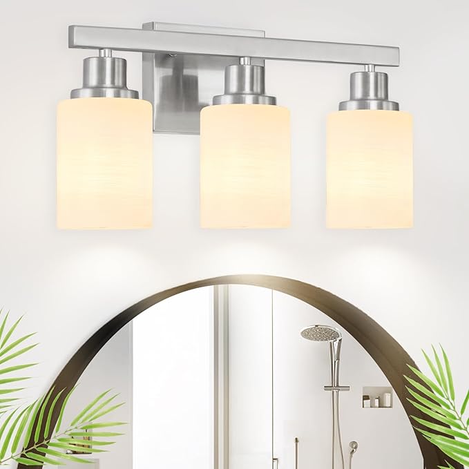 DIKAIDA 3-Light Bathroom Light Fixtures, Nickel Vanity Light, Modern Bathroom - Image 8