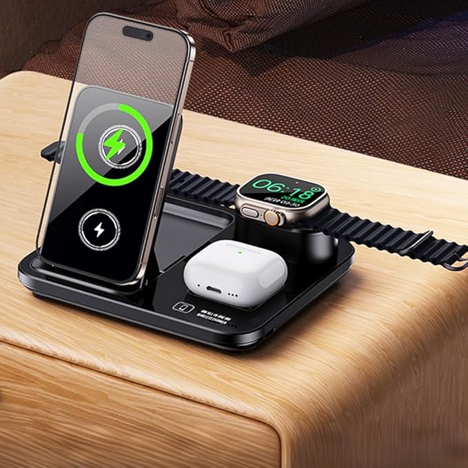 IHAO 3in1 Auto-Rising Wireless Charging Station 15W Fast Charge Ultra-Slim - Image 5