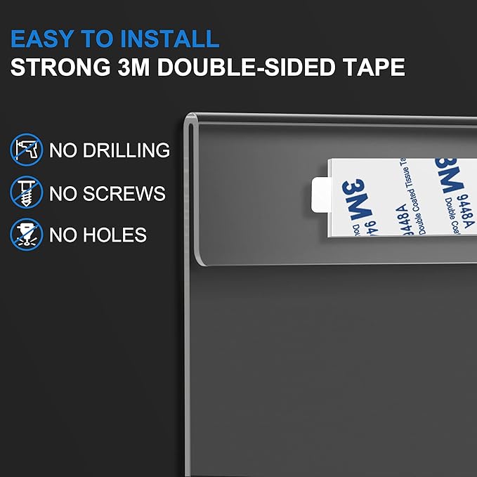 Dingelex Acrylic 8.5x11 Horizontal Sign Holder, 12 Pack, No Drilling - Image 3