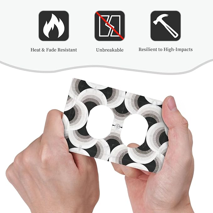 Bvtewkhz Black/White Art Marble Duplex Outlet Decorative Light Switch Covers - Image 5